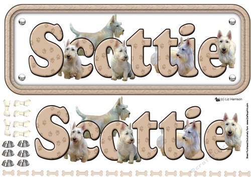 Scottie , Wheaten ,Name sign 3D Decoupage