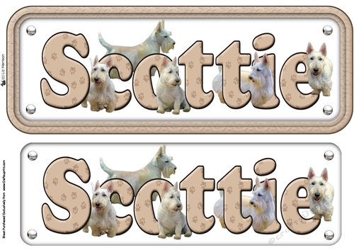 Scottie , Wheaten ,Name sign 