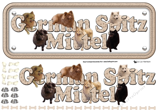 German Spitz Mittel Name sign 3D decoupage