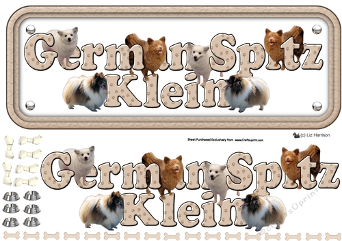 German Spitz Klein Name sign 3D decoupage