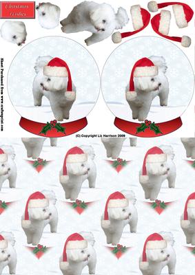 Bichon Frise Christmas Snow Globe Decoupage