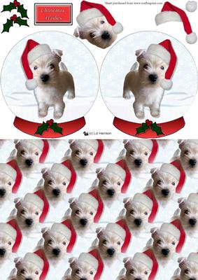 Westie Puppy Christmas Snow Globe & Background