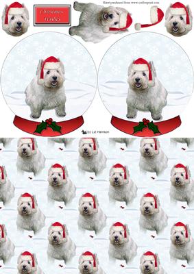 Westie Christmas Snow Globe 3ddecoupage & Background