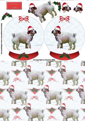 Jack Russell Christmas Snow Globe Decoupage