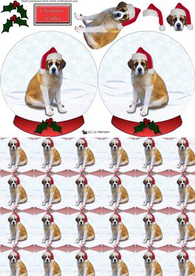 St.bernard Christmas Snow Globe Decoupage