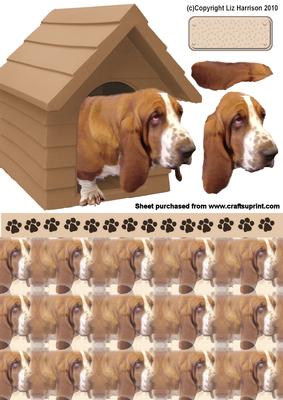 Basset Hound in a Kennel Decoupage