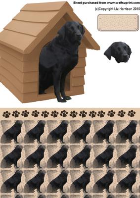 Black Labrador in a Kennel Decoupage