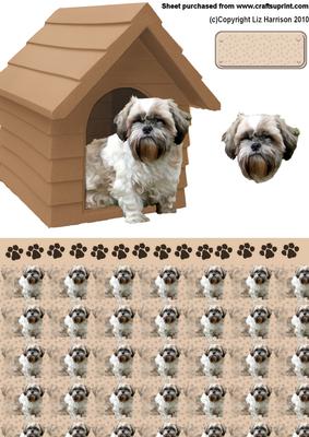 Shih Tzu in a Kennel Decoupage