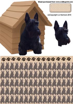 Scottish Terrier in a Kennel Decoupage
