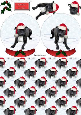 Staffordshire Bull Terrier Christmas Snow Globe Decoupage