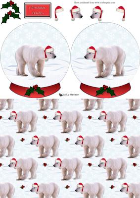 Polar Bear Christmas Snow Globe & Background