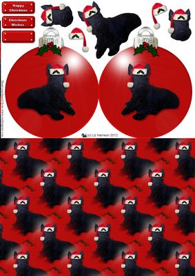 Scottie Dog Christmas Bauble & Background