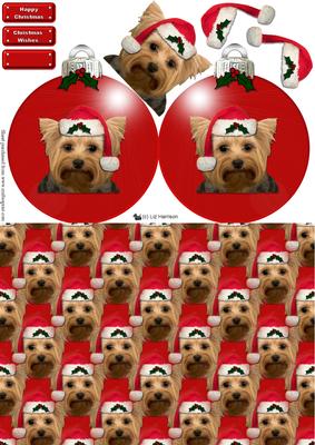 Yorkshire Terrier Christmas Bauble & Background