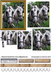 White Horse Pair in Full Harness Pyramid