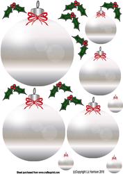 Silver Christmas Bauble Toppers