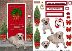 Christmas Door with Golden Labrador Dog