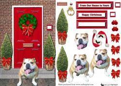 Happy Bulldog Christmas Door Step
