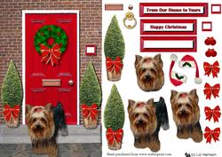 Christmas Door with Yorkshire Terrier
