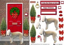 Christmas Door with Bedlington Terrier