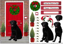 Christmas Door with Black Labrador