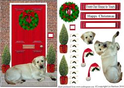 Christmas Door with Golden Labrador Dog
