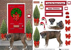 Christmas Door with Boxer Dog