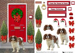 Cavalier King Charles Spaniel Christmas Door Scene