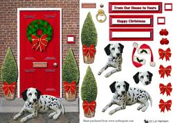 Christmas Door with Dalmatian Dog