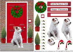 Christmas Door with Jack Russell Terrier