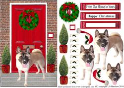 Christmas Door with Akita