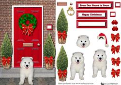 Samoyed Puppy Christmas Door Step