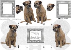 Border Terrier Bone Shaped Card