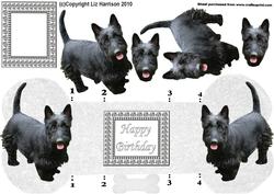 Scottie Dog Bone Shaped Card