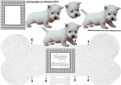 Westie Puppy on Bone Shaped Card