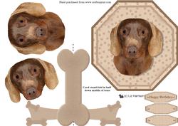 Dachshund Plate Shaped Card & Stand