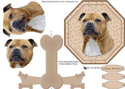 Staffordshire Bull Terrier Plate Shaped Card & Stand