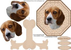Beagle Dog Plate Shaped Card & Stand