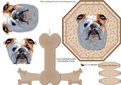 Bulldog Plate Shaped Card & Stand