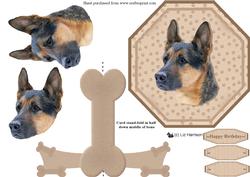 German Shepherd Plate Shaped Card & Stand
