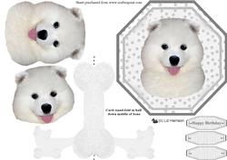 Samoyed Puppy Plate Shaped Card & Stand
