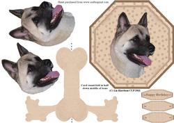 Japanese Akita Plate Shaped Card & Stand