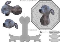 Italian Greyhound Plate Shaped Card & Stand