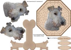 Fox Terrier,wire, Plate Shaped Card & Stand