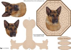 German Shepherd Plate Shaped Card & Stand
