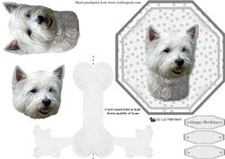 Westie 4 Plate Shaped Card & Stand