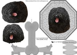 Hungarian Puli Plate Shaped Card & Stand