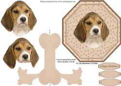 Beagle Puppy Plate Shaped Card & Stand