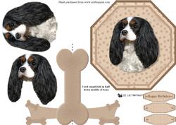 King Charles Spaniel Plate Shaped Card & Stand