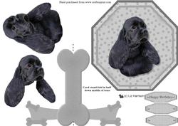 American Cocker Black Spaniel Plate Shaped Card & Stand