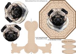 Pug Plate Shaped Card & Stand